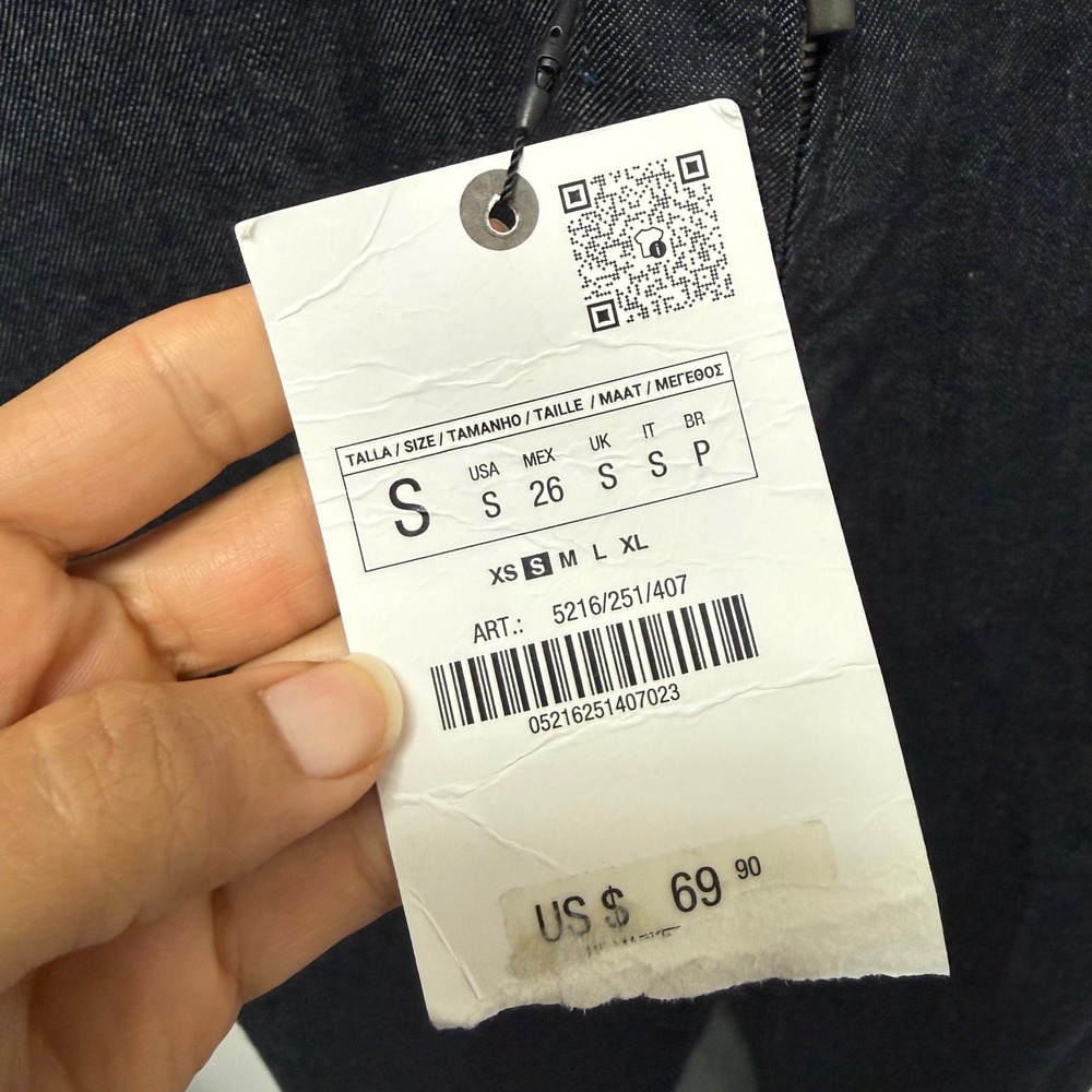 ZARA Sleeveless Backless Denim Midi Dress Dark Wash Back Zip‎ Slit Size Small - Picture 9 of 9
